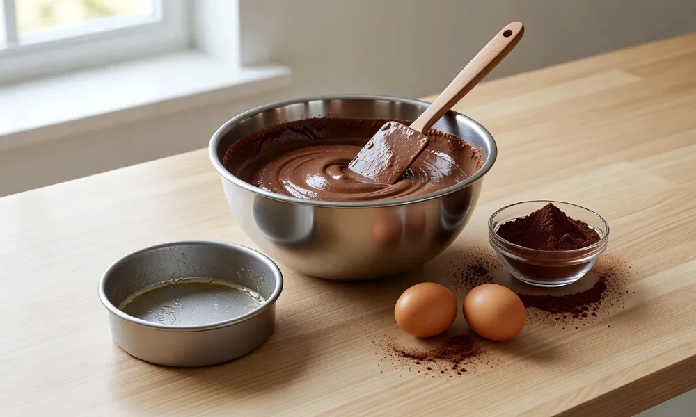 Bolo de chocolate simples para o café