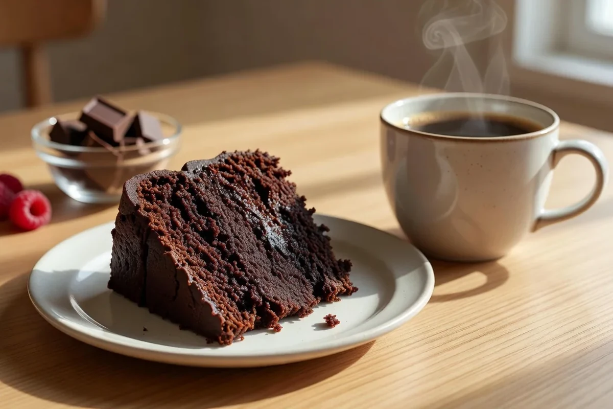 Bolo de chocolate simples para o café
